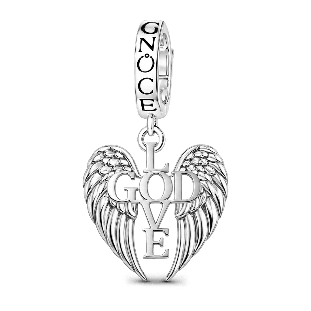 Gnoce Religious Series Love God Wings Clasp Dangle Charm Platinum-plated Silver Blend_1