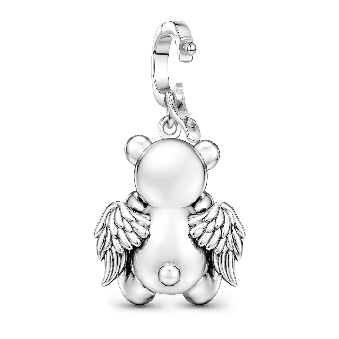 Gnoce Religious Series Angel Teddy Bear Clasp Dangle Charm Platinum-plated Silver Blend_7