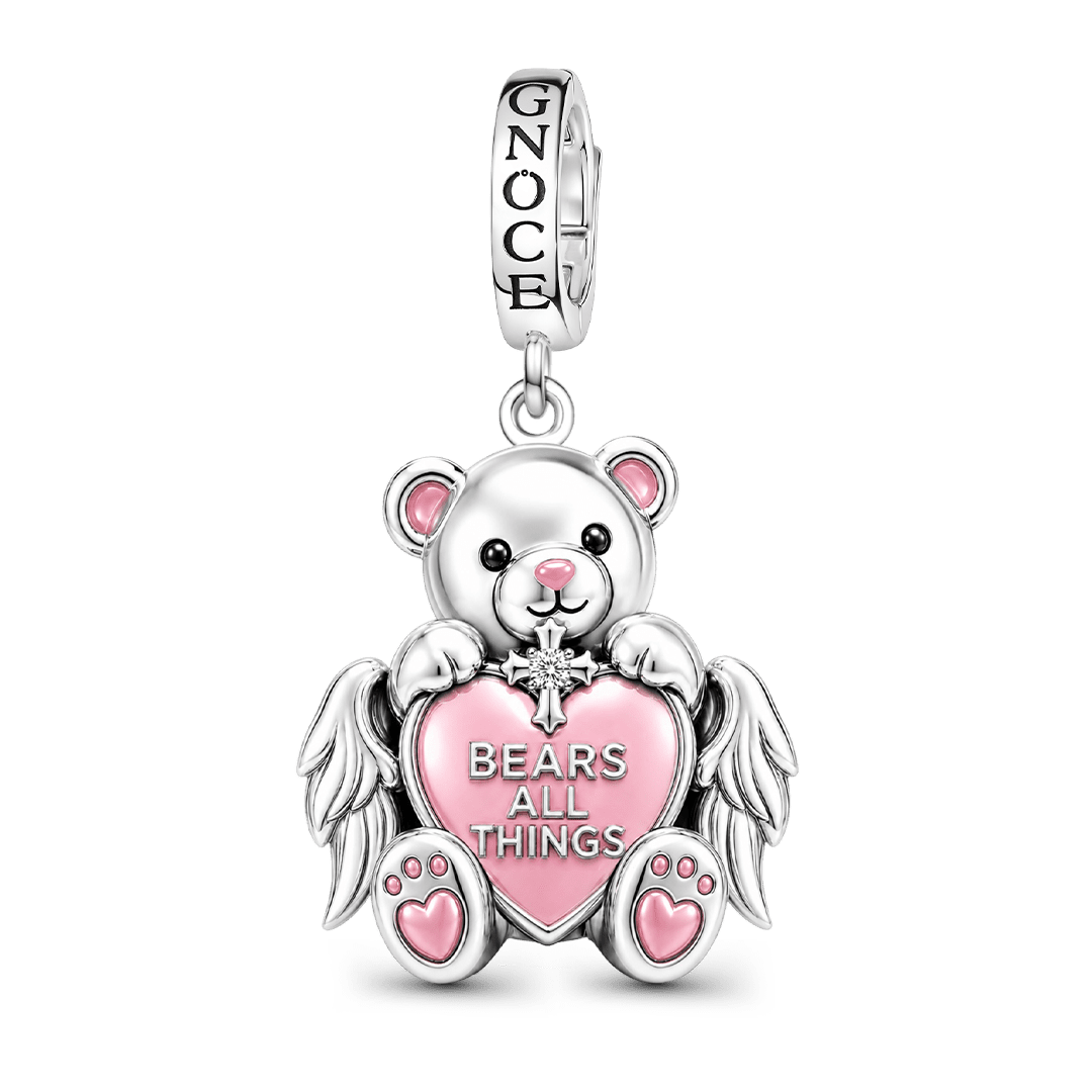 Gnoce Religious Series Angel Teddy Bear Clasp Dangle Charm Platinum-plated Silver Blend_1