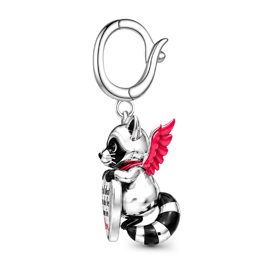 Gnoce Religious Series Winged Raccoon Clasp Dangle Charm Platinum-plated Silver Blend_5