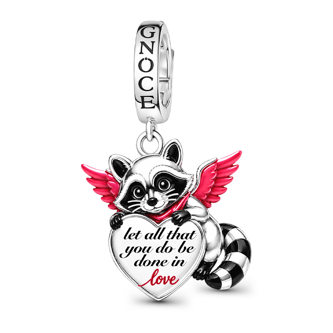 Gnoce Religious Series Winged Raccoon Clasp Dangle Charm Platinum-plated Silver Blend_1
