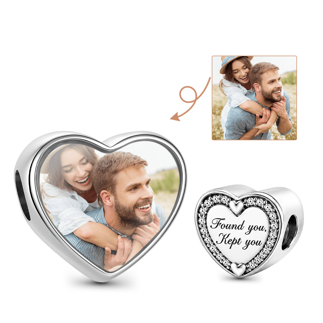 Gnoce Couple Photo Custom Heart Bead Platinum-plated Silver Blend_1