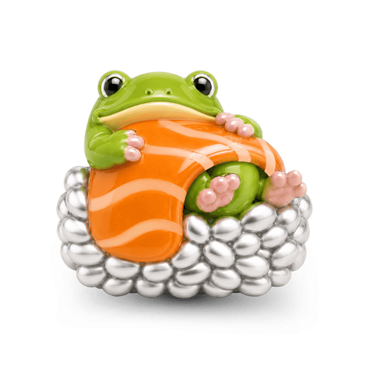 Gnoce Japanese Style Frog Sushi Bead Platinum-plated Silver Blend_1