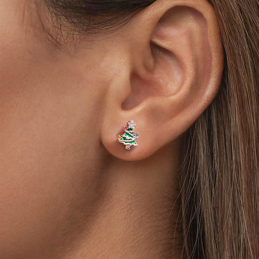 Gnoce Green Christmas Tree Stud Earrings_2