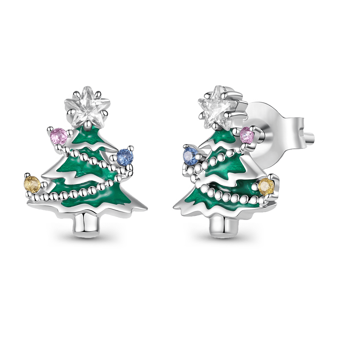 Gnoce Green Christmas Tree Stud Earrings_1
