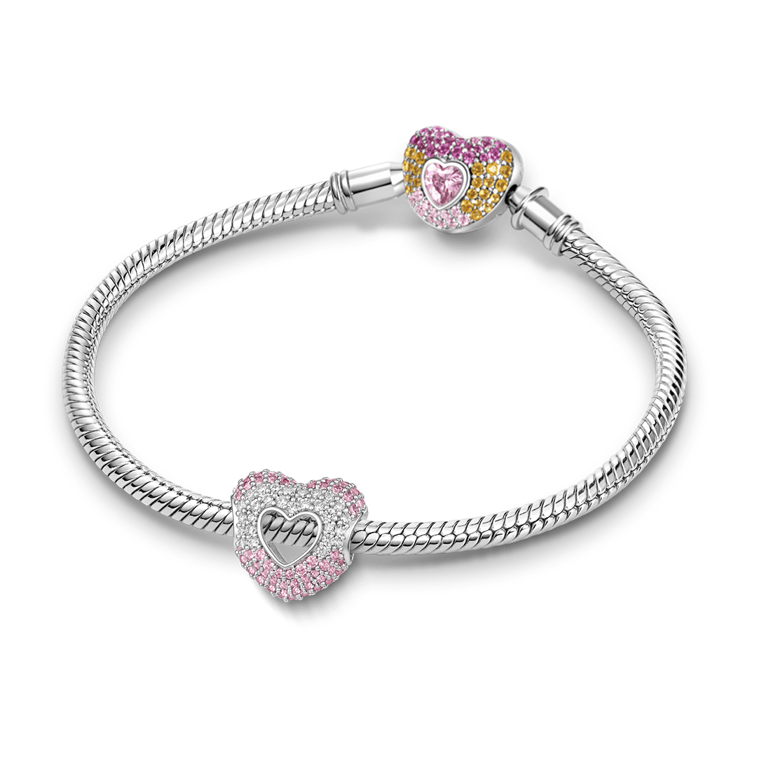 Gnoce Pink Christmas Series Heart Bead Platinum-plated Silver Blend_3