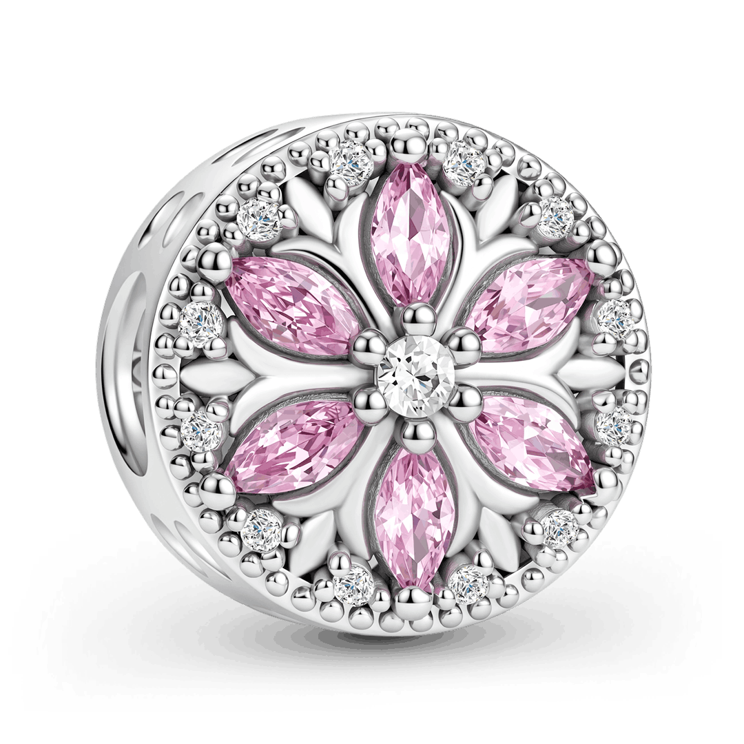 Gnoce Pink Christmas Series Floral Bead Platinum-plated Silver Blend_5
