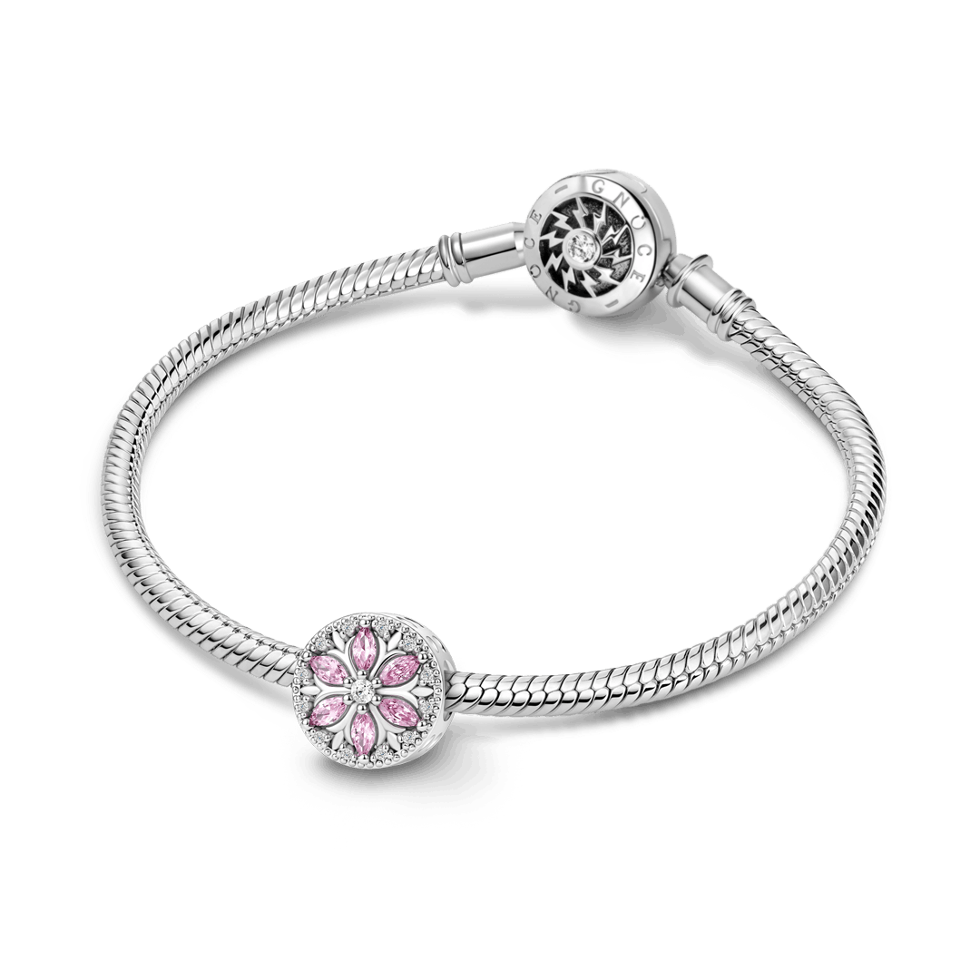 Gnoce Pink Christmas Series Floral Bead Platinum-plated Silver Blend_3