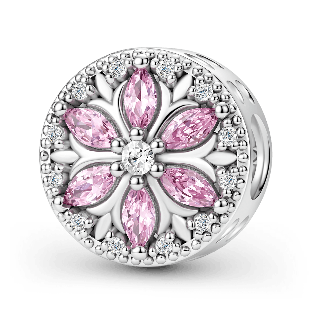 Gnoce Pink Christmas Series Floral Bead Platinum-plated Silver Blend_1