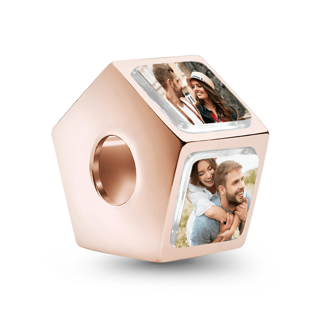 Gnoce Multi-sided Photo Custom Charm Bead Rose Gold-plated Silver Blend_5