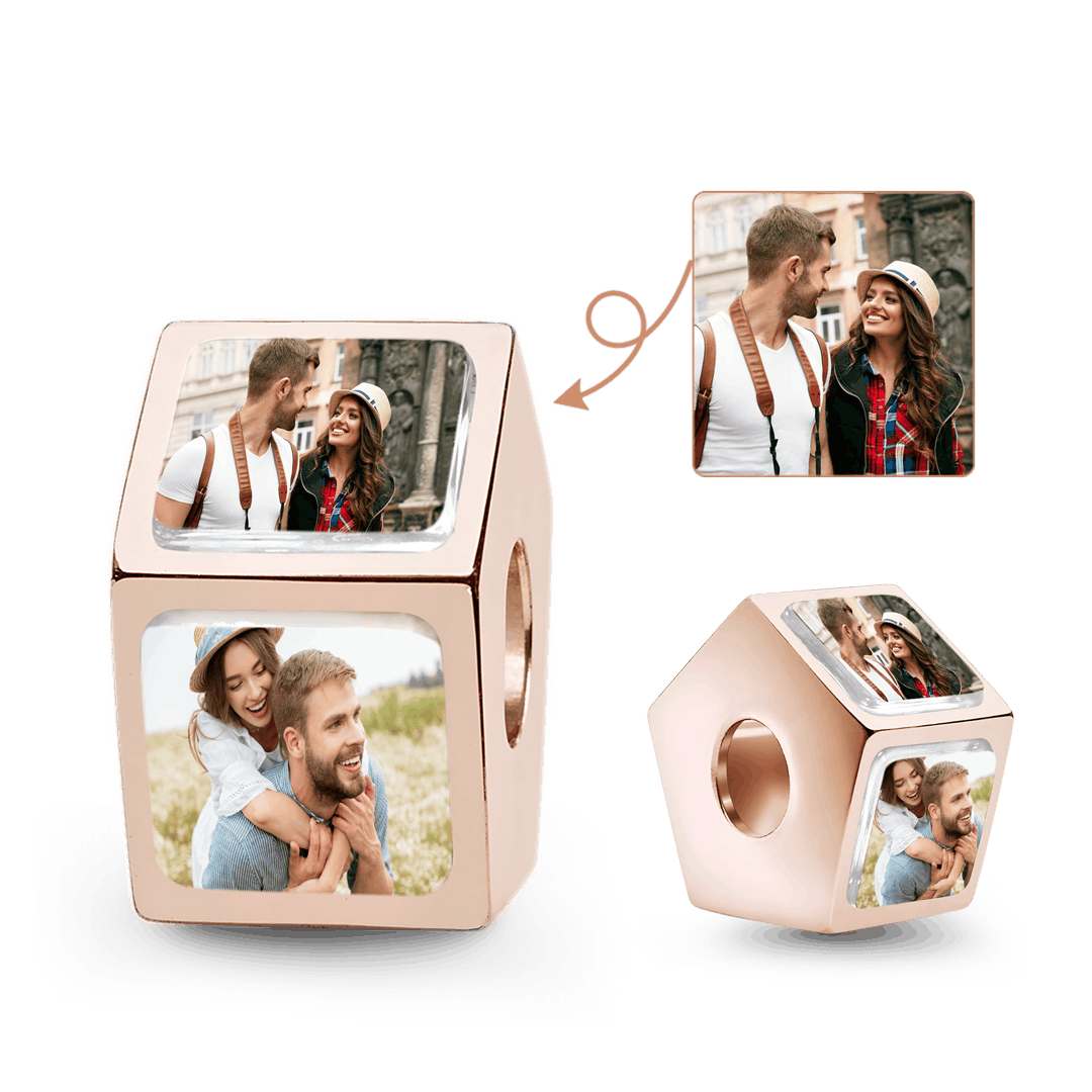 Gnoce Multi-sided Photo Custom Charm Bead Rose Gold-plated Silver Blend_2