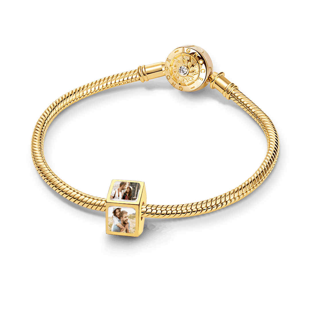 Gnoce Multi-sided Photo Custom Charm Bead 18K Gold-plated Silver Blend_4