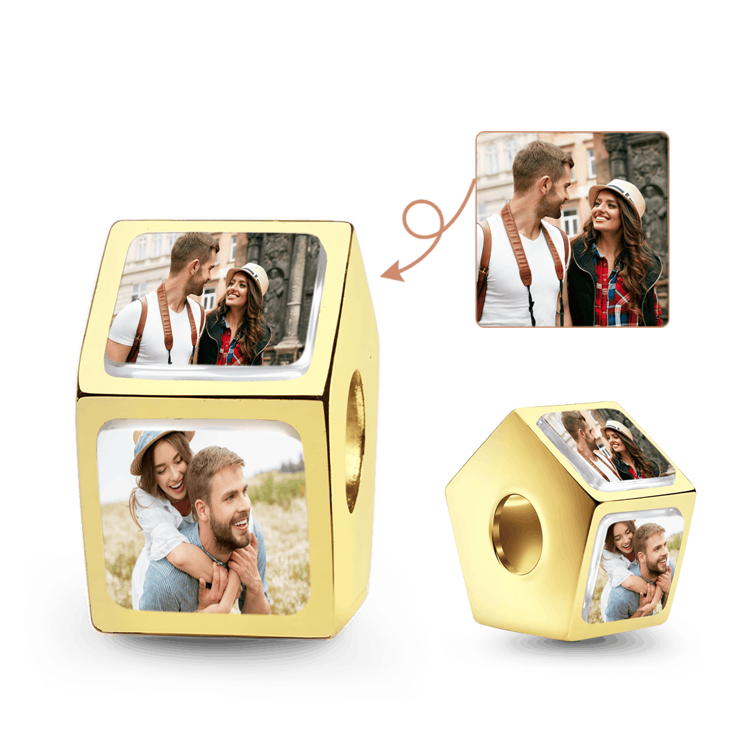 Gnoce Multi-sided Photo Custom Charm Bead 18K Gold-plated Silver Blend_1