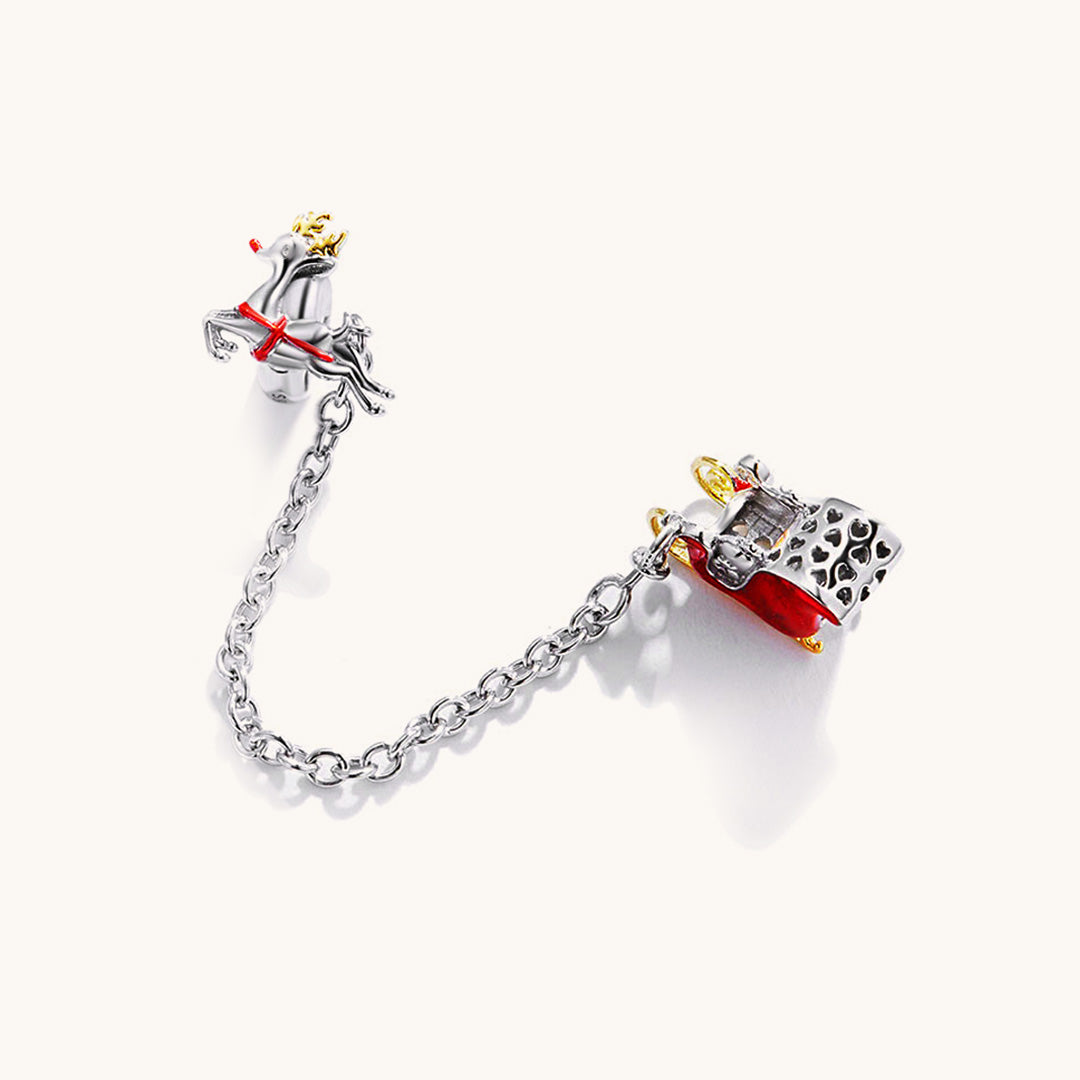 "Reindeer Pulling a Sleigh" Chain Connecting Charms 925 Sterling Silver_3