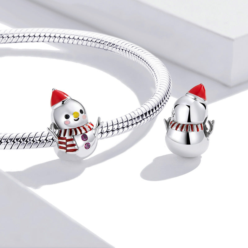 Cute Snowman Charm Bead 925 Sterling Silver_5