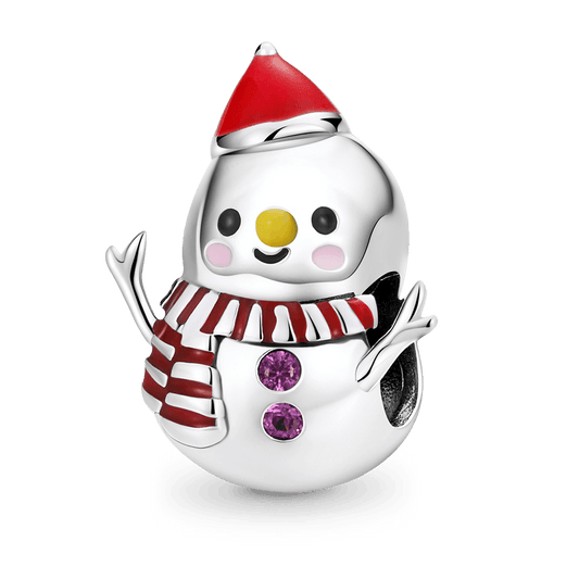 Cute Snowman Charm Bead 925 Sterling Silver_1