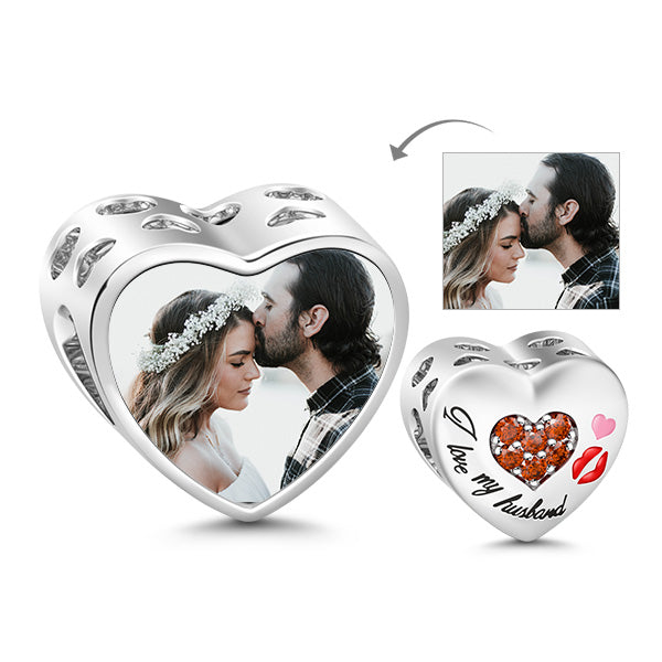 Gnoce Hollow Hearts Photo Charm Platinum-plated Silver Blend_1