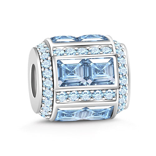 Gnoce April Aquamarine Asscher Cut Charm Platinum-plated Silver Blend_1