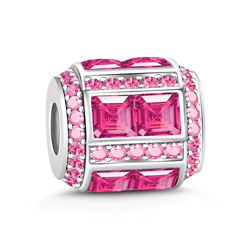 Gnoce July Pink Birthstone Charm Platinum-plated Silver Blend_1
