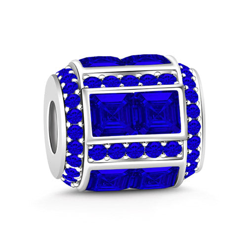 Gnoce September Dark Blue Birthstone Charm Platinum-plated Silver Blend_1