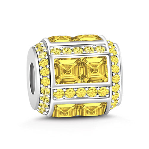 Gnoce November Topaz Asscher Cut Charm Platinum-plated Silver Blend_1