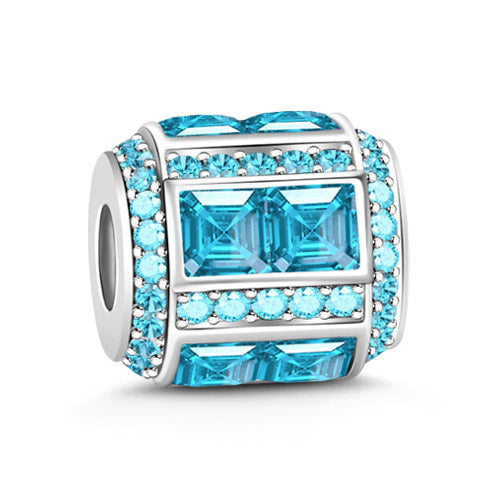 Gnoce December Turquoise Asscher Cut Charm Platinum-plated Silver Blend_1