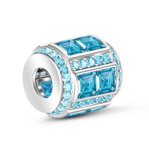 Gnoce December Turquoise Asscher Cut Charm Platinum-plated Silver Blend_2