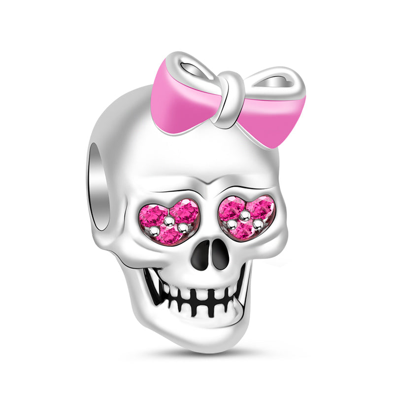 Gnoce Skull Bowknot Charm Platinum-plated Silver Blend_1