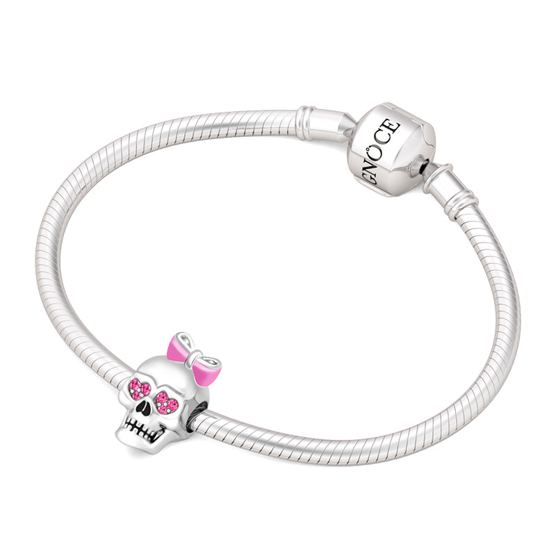 Gnoce Skull Bowknot Charm Platinum-plated Silver Blend_3
