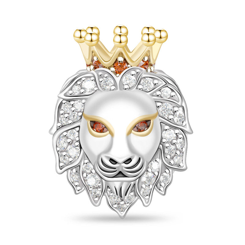 Gnoce "King of the Forest" 925 Sterling Silver 2-Tone Awe-inspiring Lion Charm_1