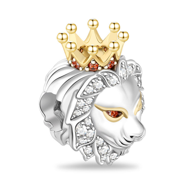Gnoce "King of the Forest" 925 Sterling Silver 2-Tone Awe-inspiring Lion Charm_2