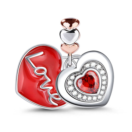 Gnoce "Mom`s Love" Two Red Hearts Pendant Mother`s Day Gift_1