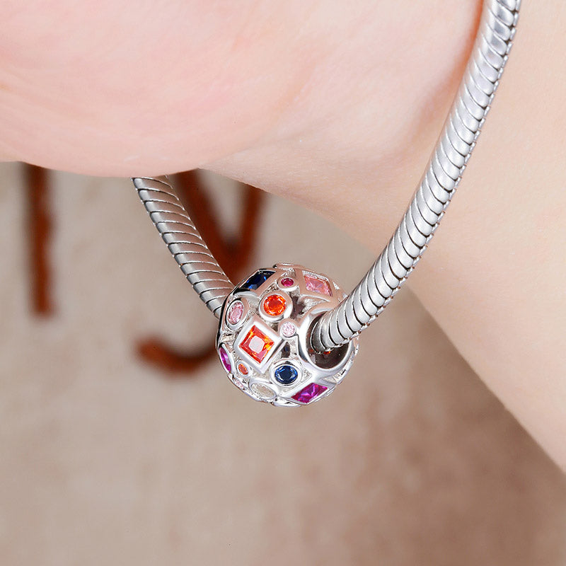 Gnoce Multi Color Stones Hollow Charm Platinum-plated Silver Blend_3
