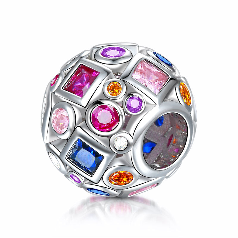 Gnoce Multi Color Stones Hollow Charm Platinum-plated Silver Blend_1