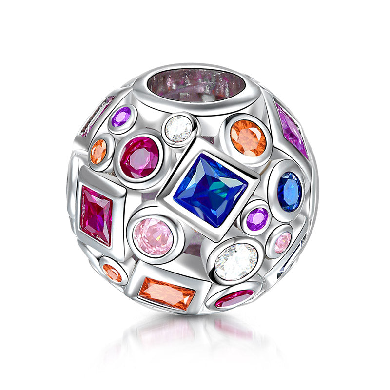 Gnoce Multi Color Stones Hollow Charm Platinum-plated Silver Blend_2