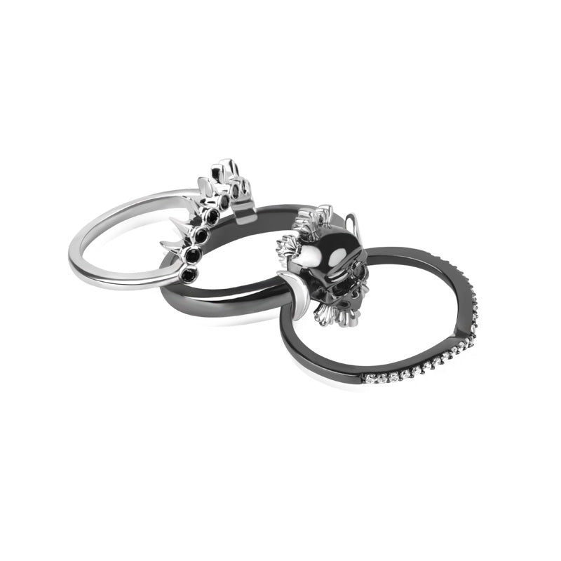 Gnoce Black Skull Stackable Ring_2