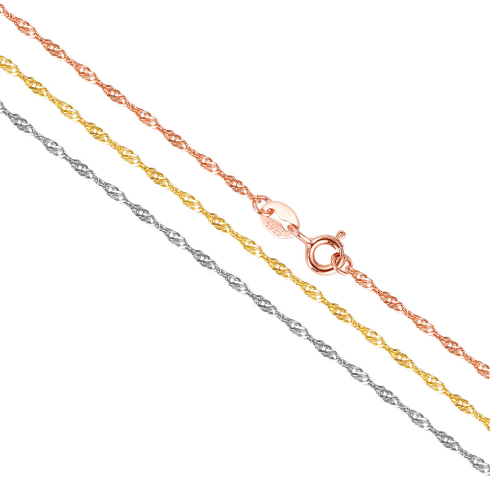 Gnoce "Together for Ever" 925 Sterling Silver Gold/Rose Gold Plating for Adding A Pendant or Charm Gold Twisted Chain Necklace_2