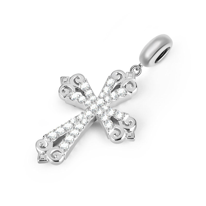 Gnoce Jesus Cross Zircon Charm Platinum-plated Silver Blend_2