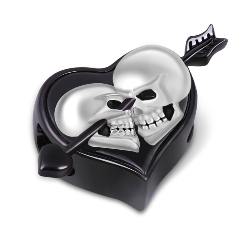 Gnoce "Arrow through The Heart" Skull Lover Heart Charm Sterling Silver Black Plated_2