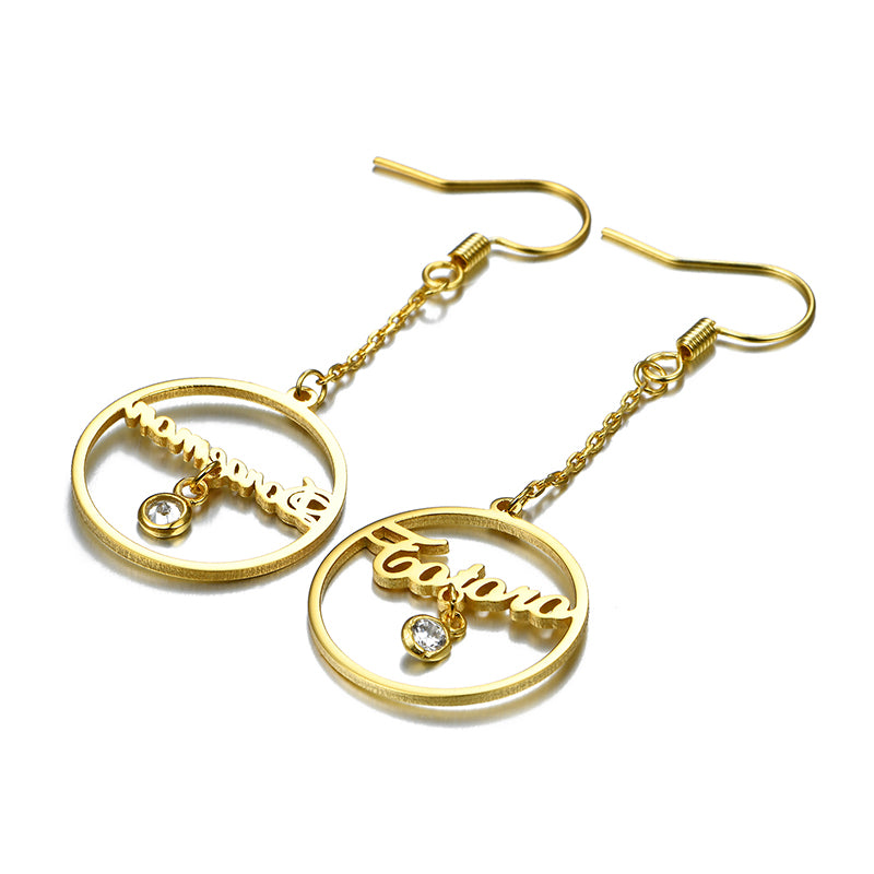 Gnoce "Let Me Accompany You" Personalized Sterling Silver Name Earring with Birthstone_4