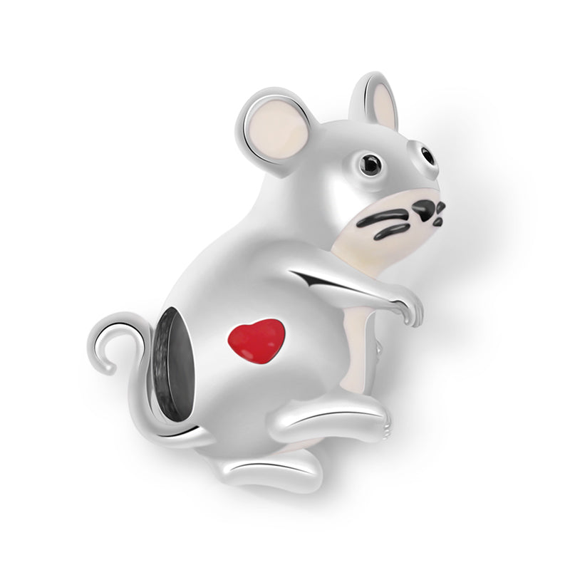 Gnoce Mouse Charm Platinum-plated Silver Blend_2