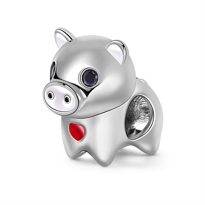 Gnoce Pig Charm Platinum-plated Silver Blend_2