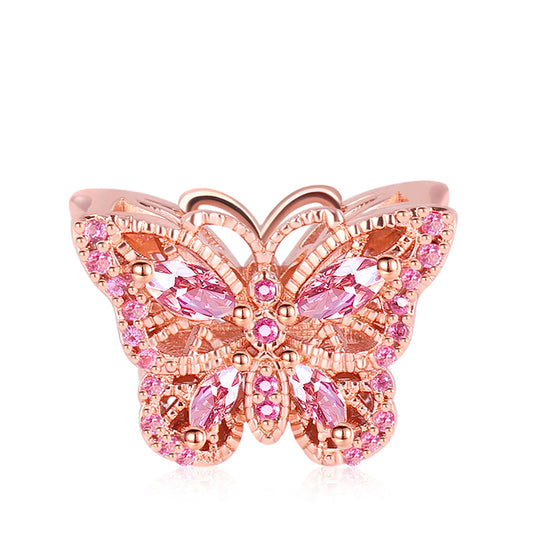 Butterfly Charm Bead 925 Sterling Silver 18k Rose Gold Plated_1