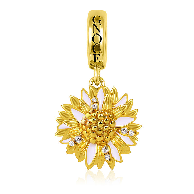 Sunflower Charm Pendant Gold Plated 925 Sterling Silver_1