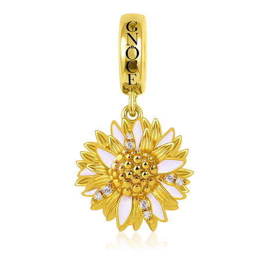 Sunflower Charm Pendant Gold Plated 925 Sterling Silver_1