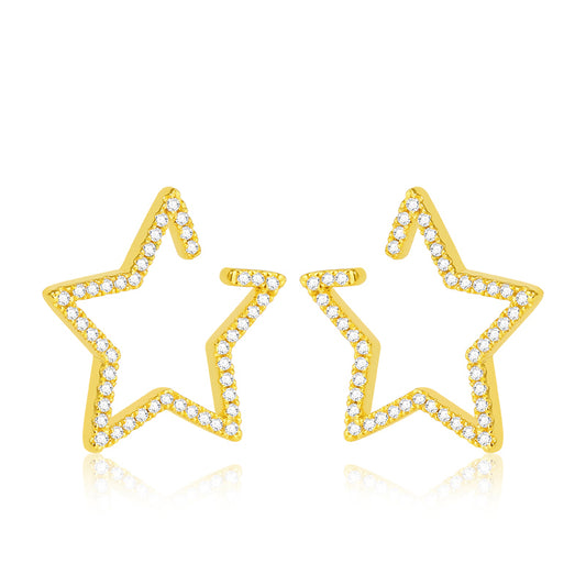 Star Hoop Ear Cuffs Crystal Zirconia Gold Plated_1