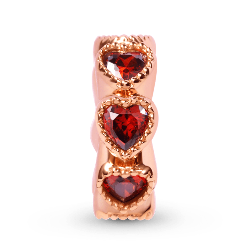 Ruby Heart to Heart Stopper for Charm Bracelet Sterling Silver 18K Rose Gold Plated_1
