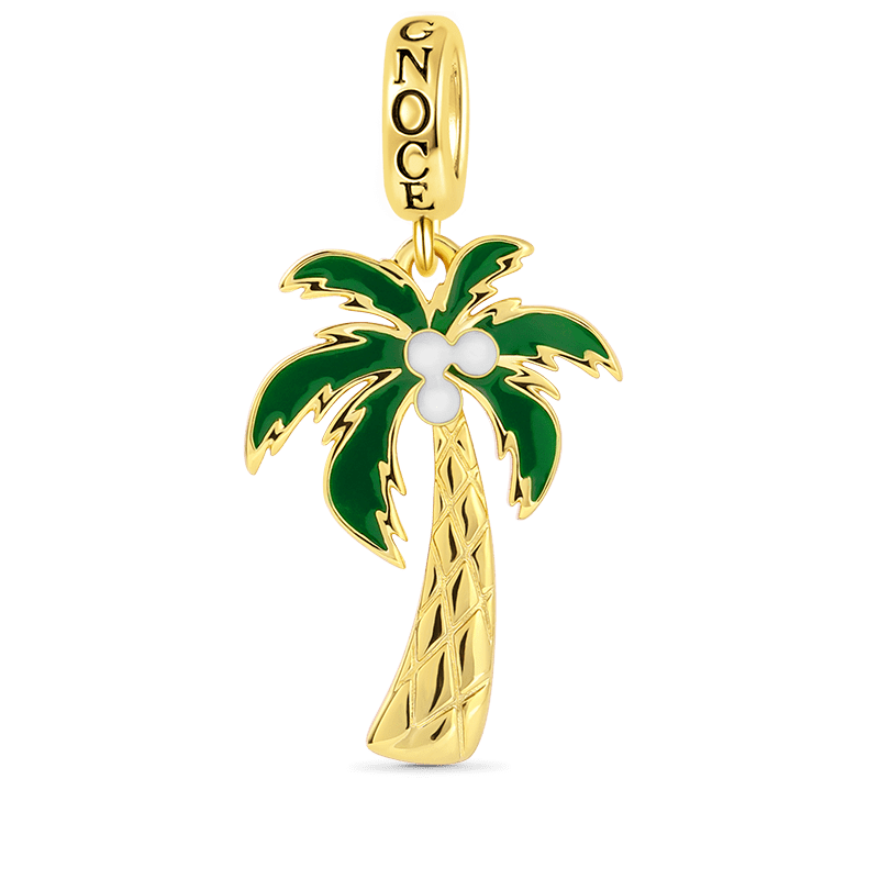 Coconut Tree Pendant Dangle Charm Sterling Silver 18k Gold Plated_1