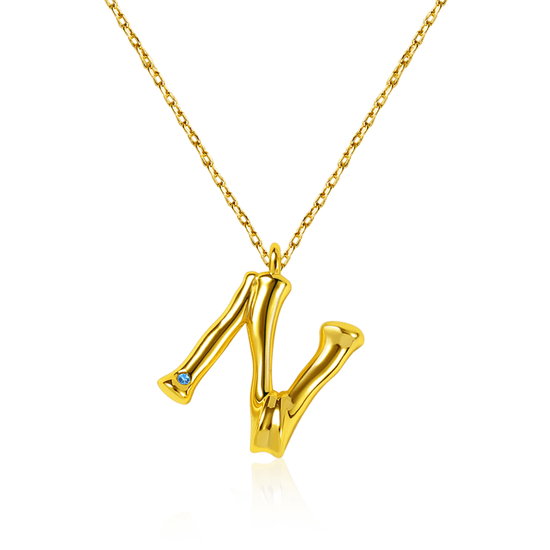Gnoce Letter N Bamboo Initial Necklace_1