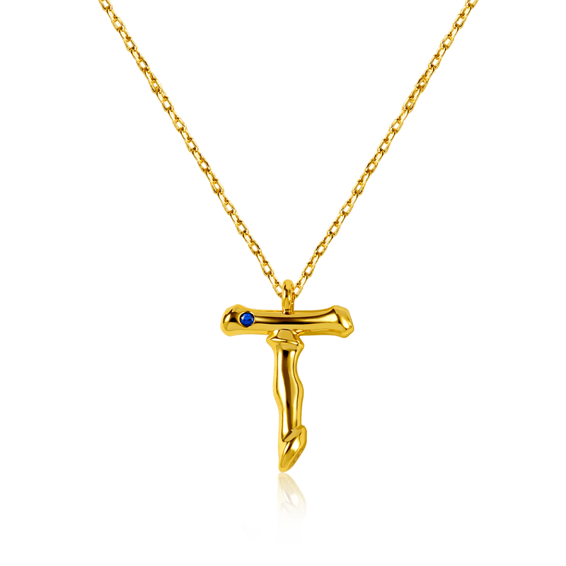Gnoce Letter T Bamboo Initial Necklace_1